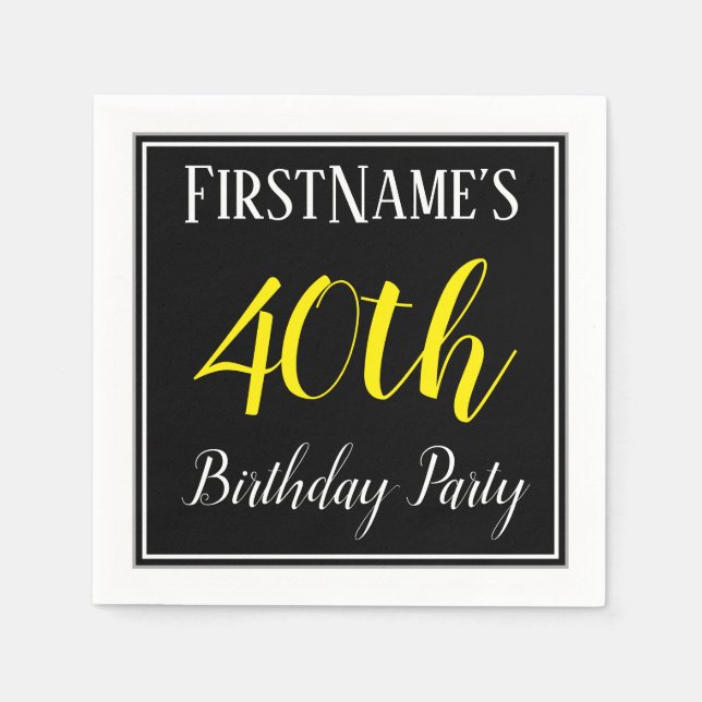 Simple, 40th Birthday Party w/ Custom Name Napkin (Front)