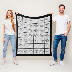 Simple 42 Photo Collage Custom Colour Fleece Blanket