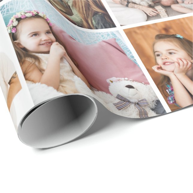 Simple 42-Photo Collage Wrapping Paper (Roll Corner)