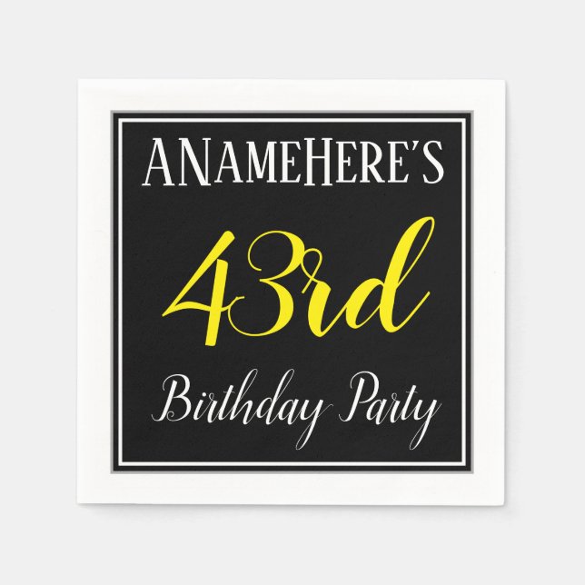 Simple, 43rd Birthday Party w/ Custom Name Napkin (Front)