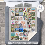 Simple 45 Photo Collage Custom Colour Personalised Sherpa Blanket<br><div class="desc">Making your own photo memory keepsake blanket is a great way to cherish and treasure special memories. Create your own utilising this easy-to-upload photo collage template with 45 square pictures and personalised with your custom text in your choice of blanket colour (shown in grey). Make as a gift for family...</div>