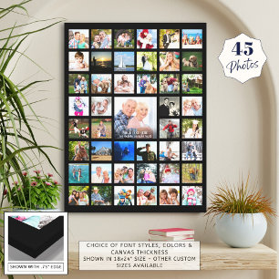 Simple 45 Photo Collage Template Custom Text Canvas Print