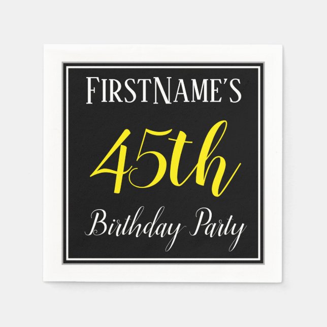 Simple, 45th Birthday Party w/ Custom Name Napkin (Front)
