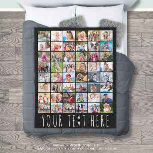 Simple 48 Photo Collage Your Colour Personalised Fleece Blanket