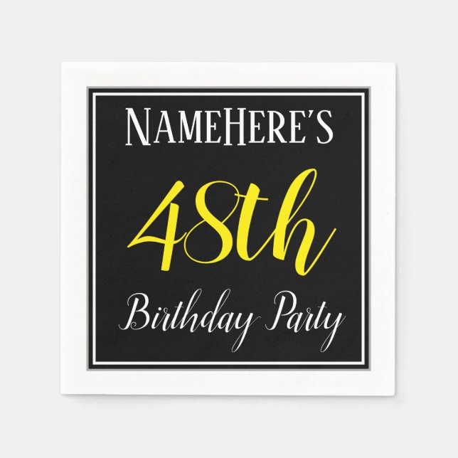 Simple, 48th Birthday Party w/ Custom Name Napkin (Front)