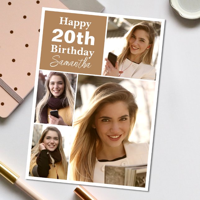 Simple 4 Collage | Photo Any Age Birthday Card (Personalize the collage birthday greeting card to create a special keepsake for your loved one!)