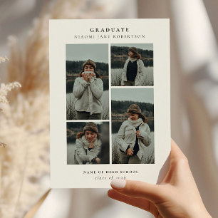 Simple 4 Photo Collage Graduation  Announcement