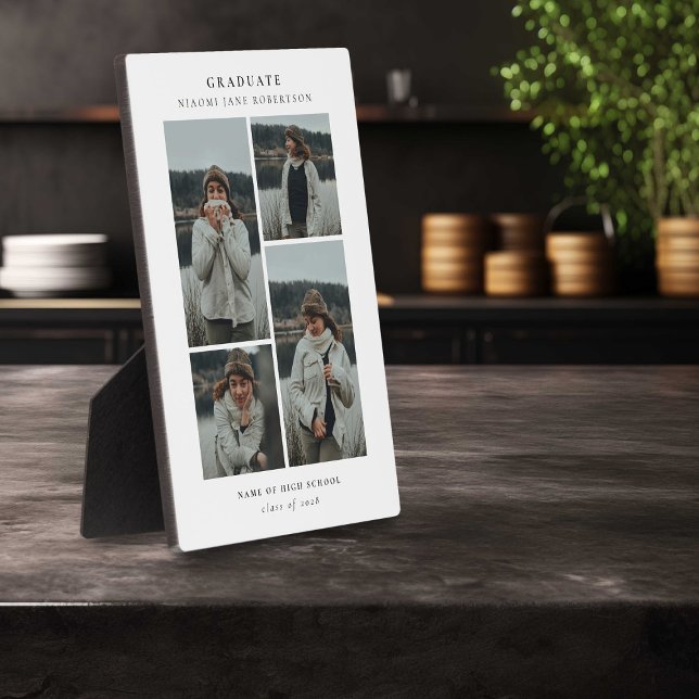 Simple 4 Photo Collage Graduation Gift Plaque (Creator Uploaded)