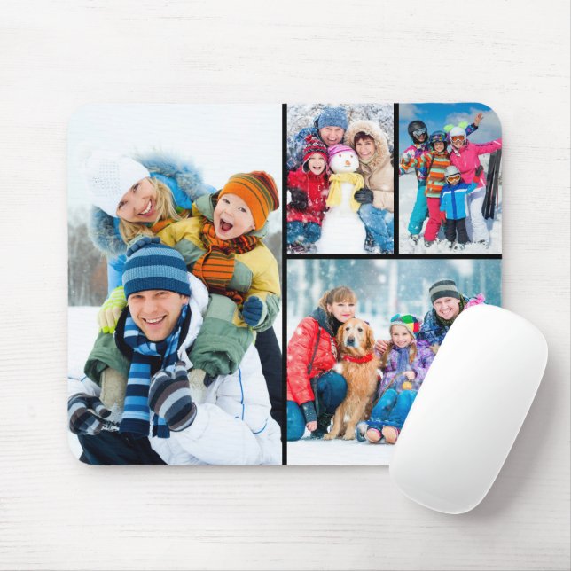 Simple 4 Photo Collage Mouse Mat (With Mouse)