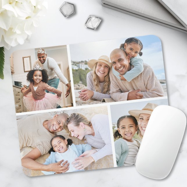 Simple 4 Photo Collage Mouse Mat (Simple 4 Photo Collage Mouse Pad )