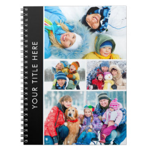 Simple 4 Photo Collage Personalized Custom Color Notebook