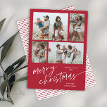 Simple 4 Photo Collage Script Merry Christmas Holiday Card<br><div class="desc">Simple 4 Photo Collage Script Merry Christmas Holiday Card. Click the edit button to customise with your photos and text.</div>