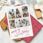 Simple 4 Photo Collage Script Merry Christmas Holiday Card<br><div class="desc">Simple 4 Photo Collage Script Merry Christmas Holiday Card. Click the edit button to customise with your photos and text.</div>