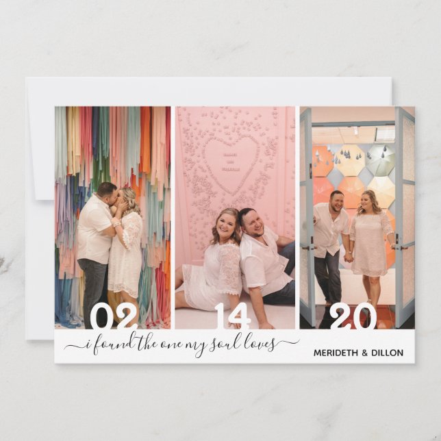 Simple 4 Photo Elegant Script Save The Date (Front)