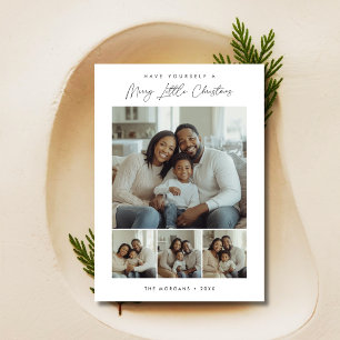 Simple 4 Photo Merry Little Christmas Kids Holiday Card