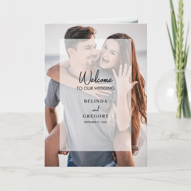 Simple 4 Photo Overlay Wedding Order of Service Programme (Front)