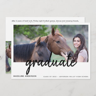 Simple 4 Photo Script Graduation Party Invitation