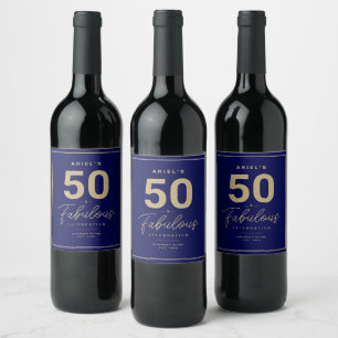 Simple 50 & Fabulous Personalised Wine Label