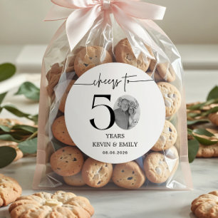 Simple 50th Anniversary Photo Cheers to 50 Classic Round Sticker