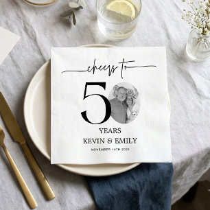 Simple 50th Anniversary Photo Paper Napkins