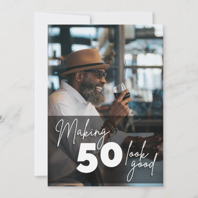 Simple 50th Birthday Photo Invitation (Front)