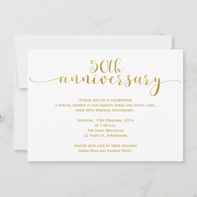 Simple 50th Wedding Anniversary Invitation (Front)