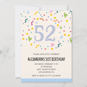 Simple 52nd birthday invitations Confetti Modern