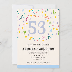 Simple 53rd birthday invitations Confetti Modern