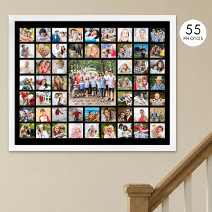 Simple 55 Photo Collage Custom Colour Poster