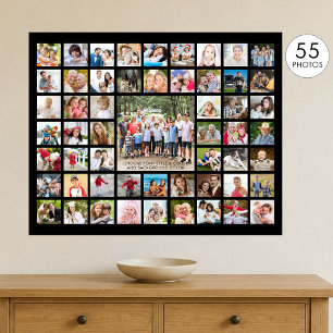 Simple 55 Photo Collage Custom Colour Poster