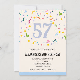 Simple 57th birthday invitations Confetti Modern