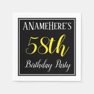 Simple, 58th Birthday Party w/ Custom Name Napkin