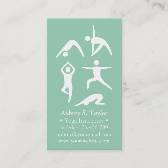 Simple 5 Beginner Yoga Poses Instructor Business Card (Front)