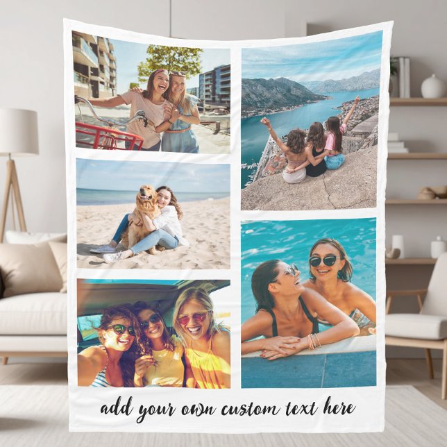 Simple 5 photo Collage Fleece Blanket (Creator Uploaded)