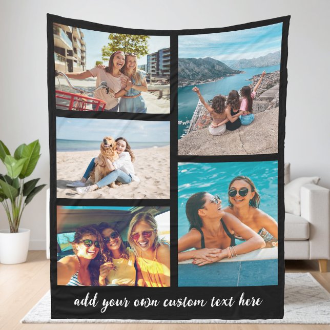 Simple 5 photo Collage Fleece Blanket (Creator Uploaded)
