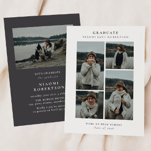 Simple 5 Photo Collage Graduation Party Invitation