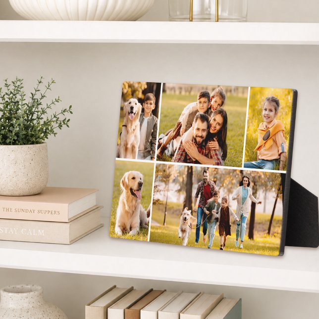 Simple 5 Photo Collage Photo Plaque (Creator Uploaded)