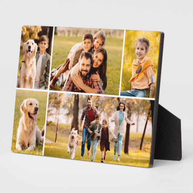 Simple 5 Photo Collage Photo Plaque (Side)