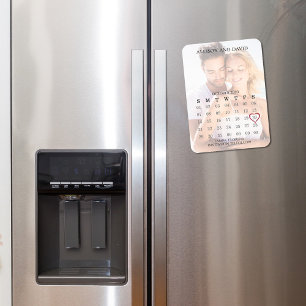 Simple 5 Row Calendar Photo Save The Date Wedding Magnet