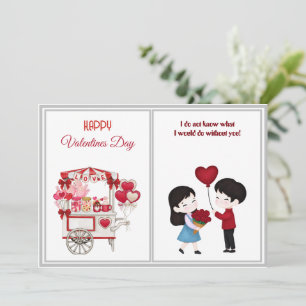 Simple 5"x7" Happy Valentines Day Love Cart Card