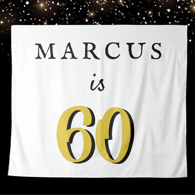 Simple 60th Birthday Name Age Party Backdrop Tapestry (Creator Uploaded)