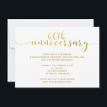 Simple 60th Wedding Anniversary Invitation<br><div class="desc">This faux gold and black 6oth wedding anniversary invitation features a faux gold calligraphy text heading on a white background. The back of the invitation is black with with some faux calligraphy text and a thin line gold border. Ideal for someone looking for a simple 60th wedding anniversary invitation and...</div>