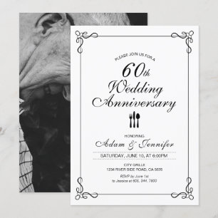 Simple 60th Wedding Anniversary Invitation Card