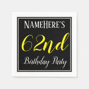 Simple, 62nd Birthday Party w/ Custom Name Napkin