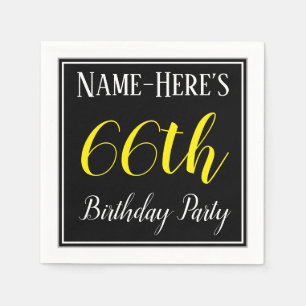 Simple, 66th Birthday Party w/ Custom Name Napkin