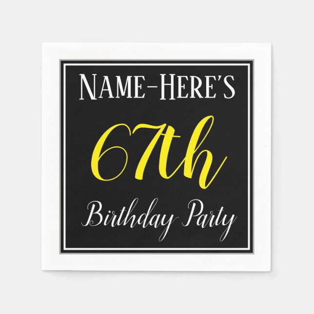 Simple, 67th Birthday Party w/ Custom Name Napkin (Front)