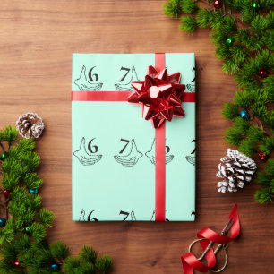 Simple 6-7 Six Seven Meme With Two Hands Outline Wrapping Paper