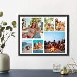 Simple 6 Photo Collage Poster<br><div class="desc">Create your own personalised photo collage poster print. Add 6 of your favourite pictures and custom colour background in this modern template design.</div>