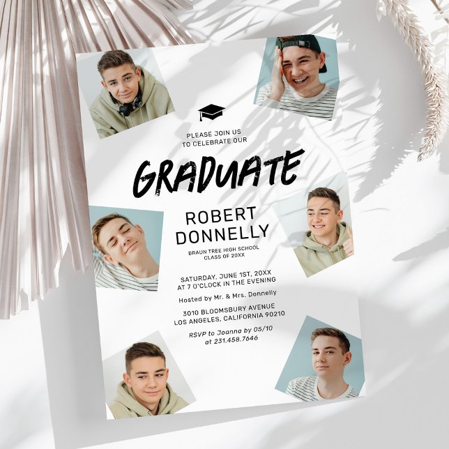 Simple 6 Photo Graduation Party Invitations (Creator Uploaded)