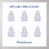 Simple 6 Table Dark Blue Seating Chart